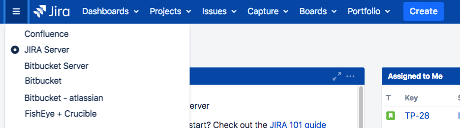 Jira application navigator.