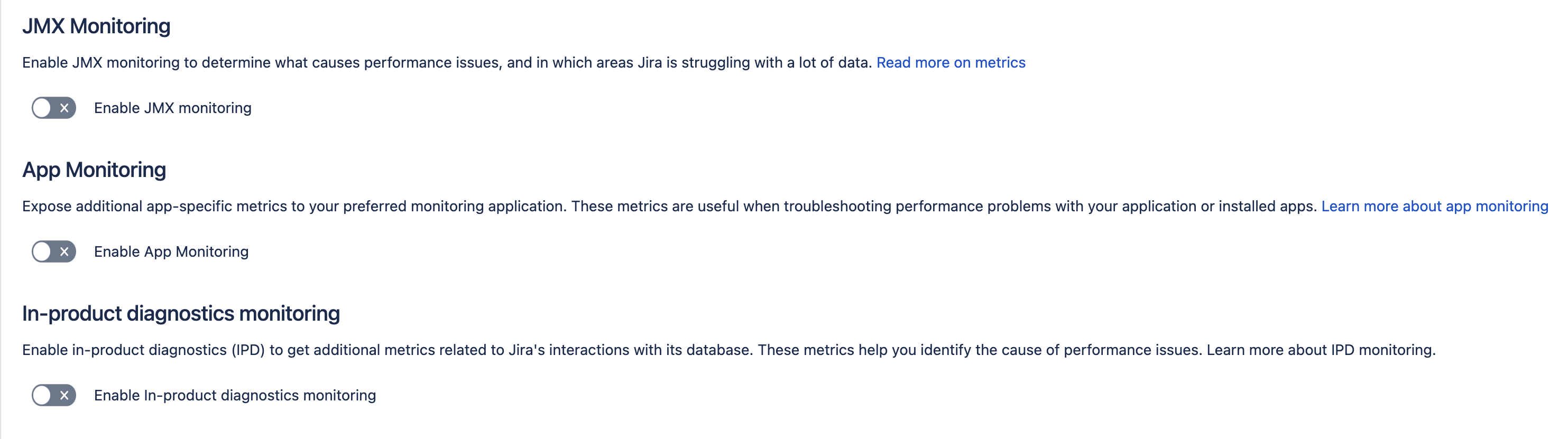 Enabling In-product diagnostics monitoring in the user interface