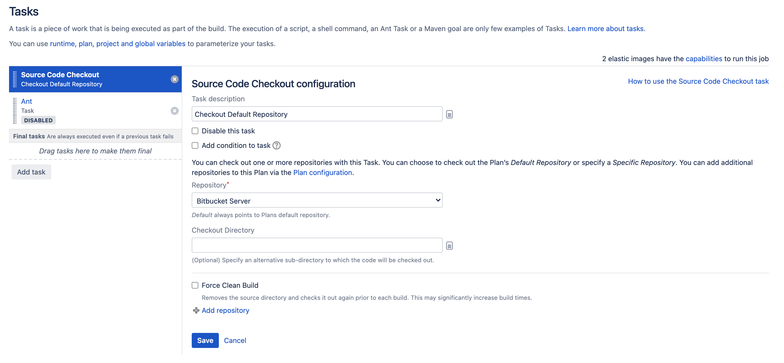 Tasks order in task configuration screen