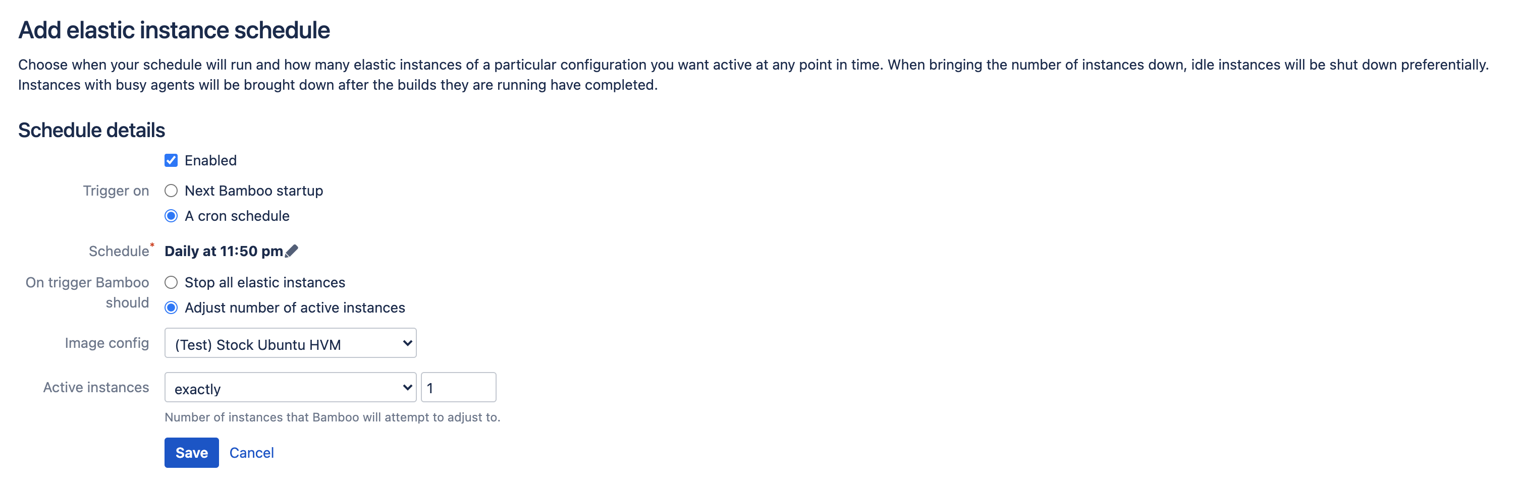 Adding an elastic instance schedule