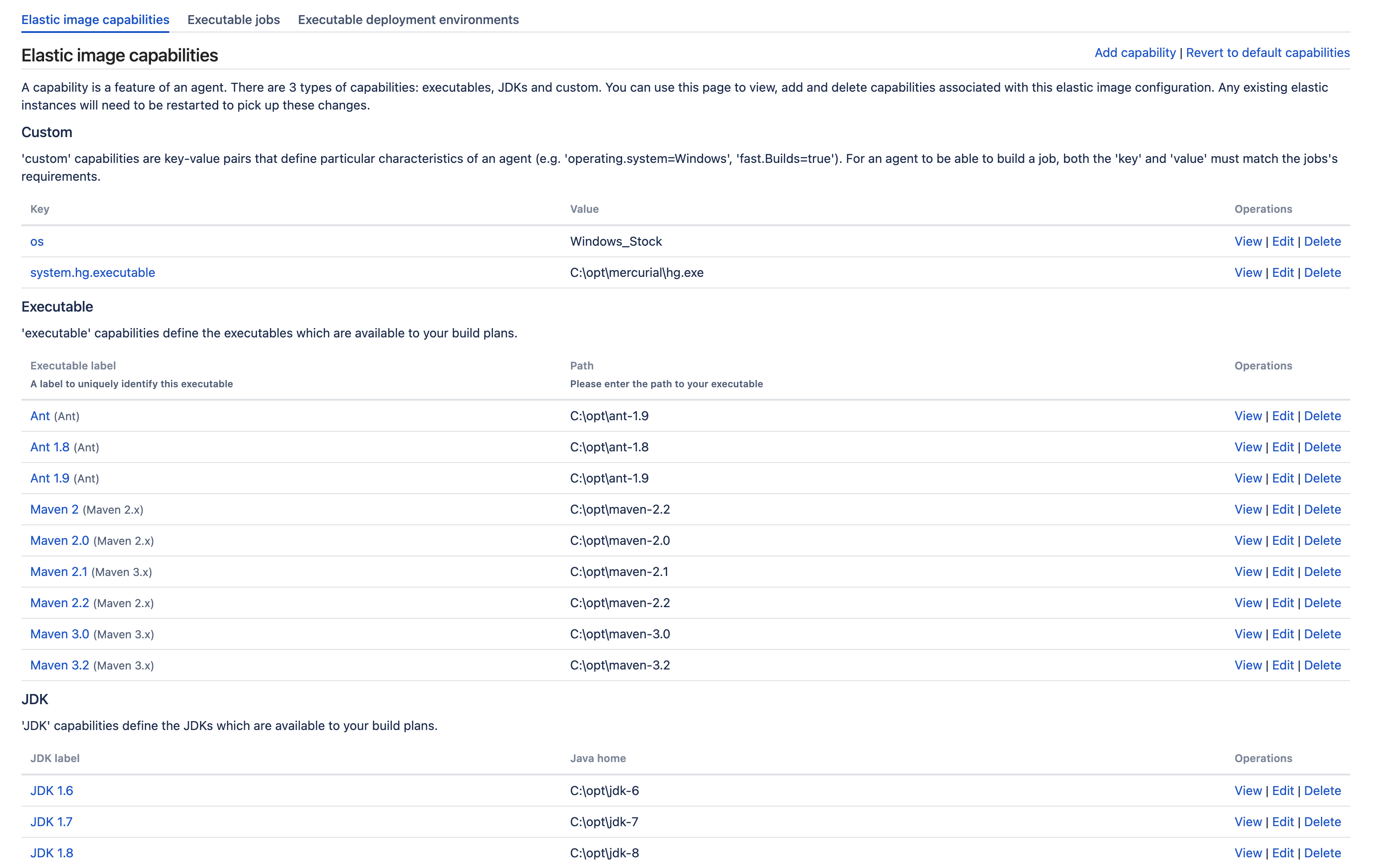 Configuring elastic agent capabilities