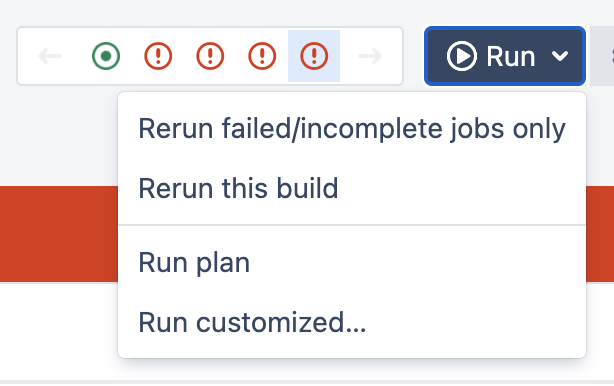 Rerun failed jobs option in build view