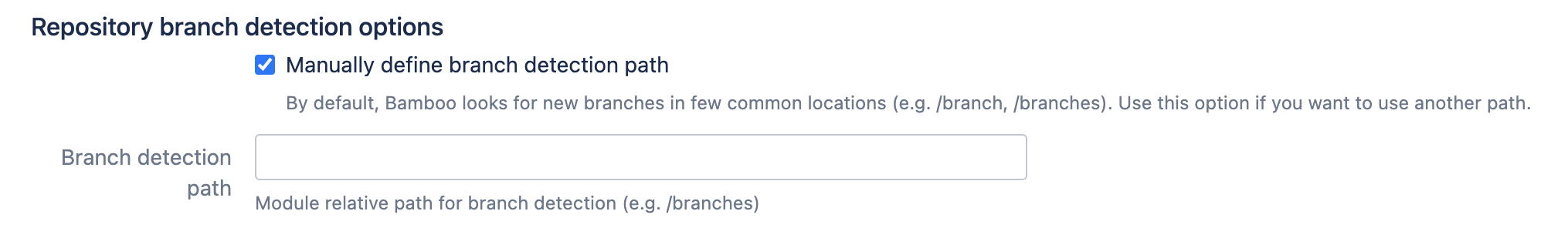 Repository branch detection options