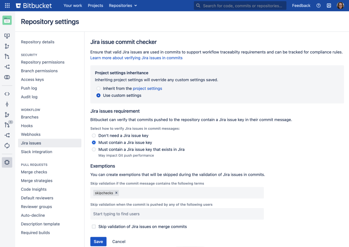 Jira issue commit checker UI