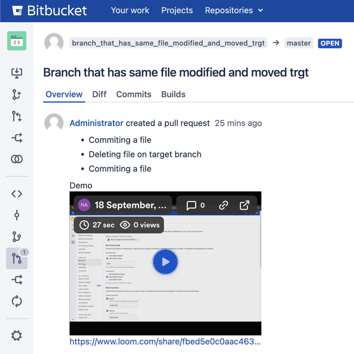 Loom video in pull request