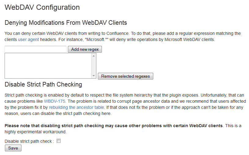 WebDAV configuration