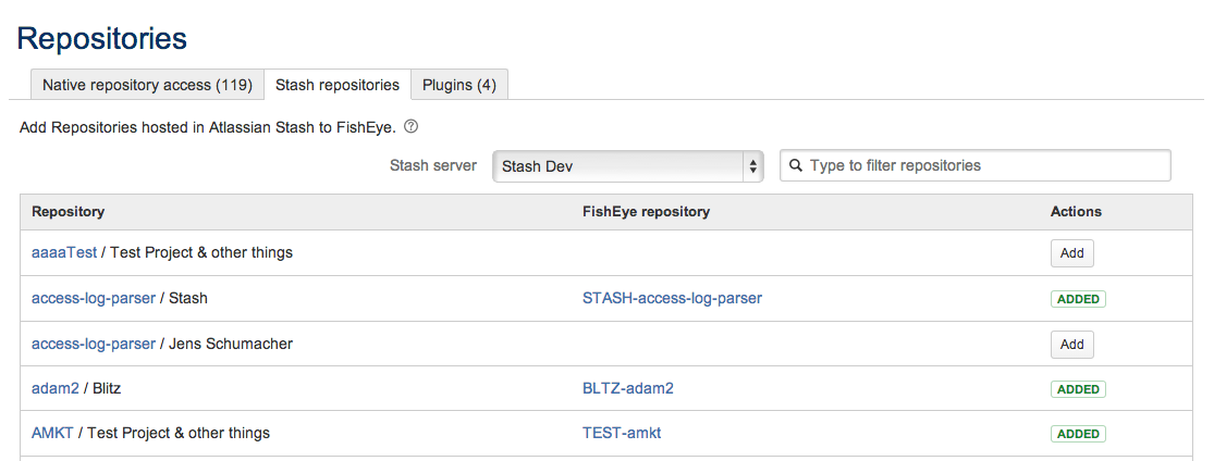 Atlassian FishEye Stash Git migration