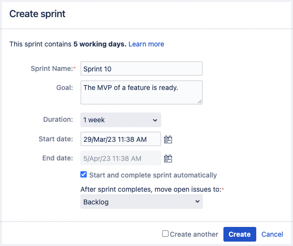 Auto-managed sprint settings 