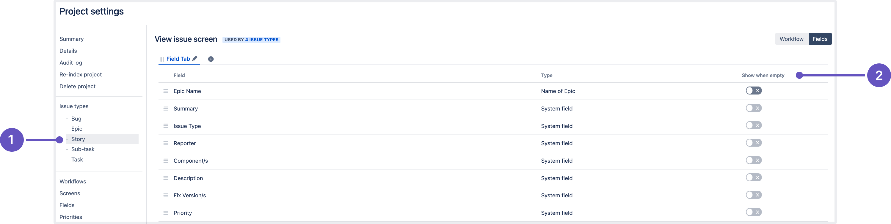 Configuration on the project settings level