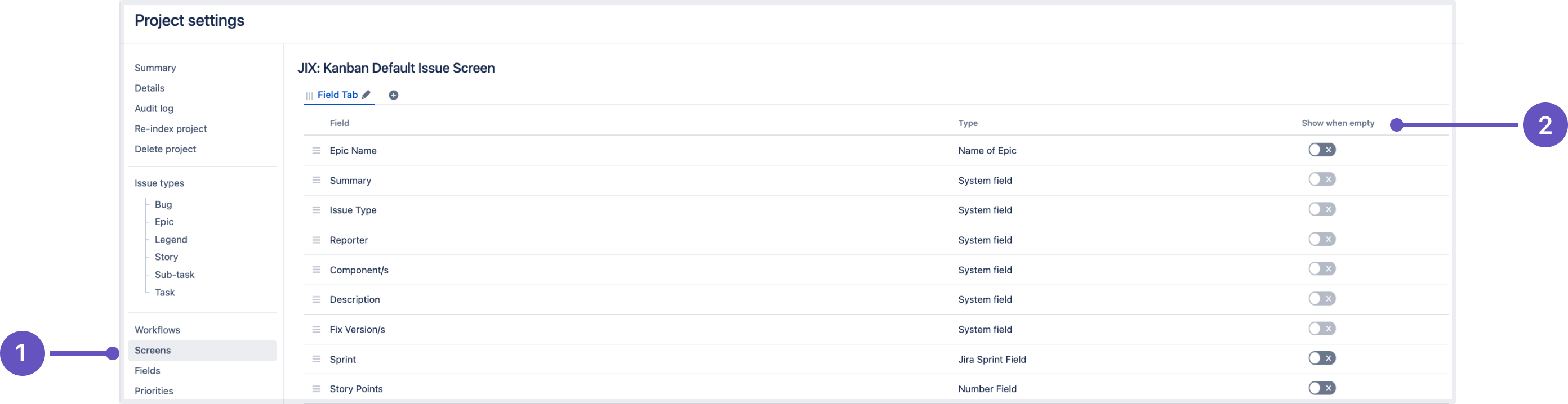 Configuration on the project settings level