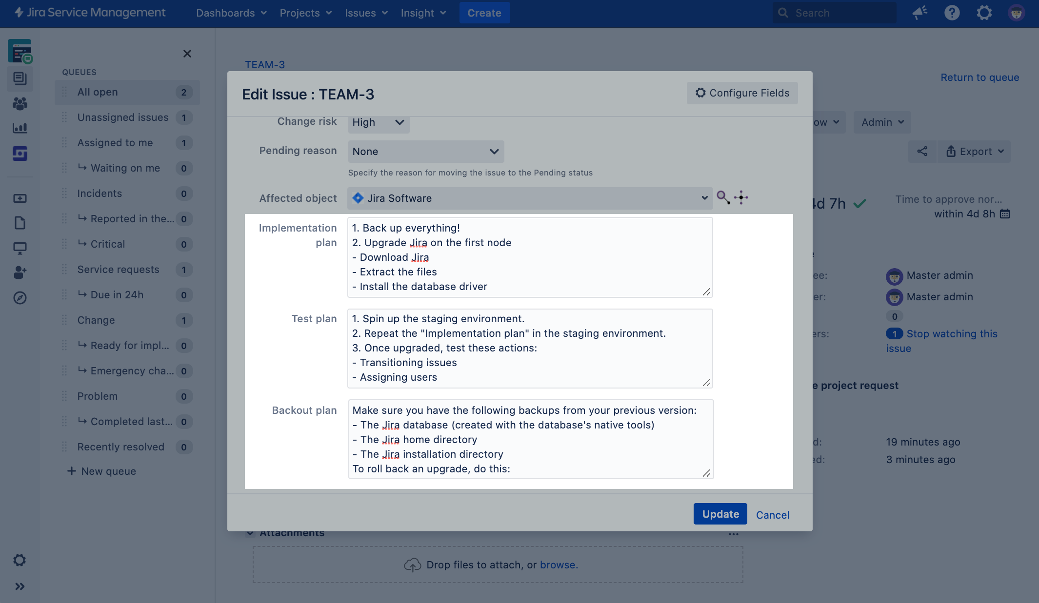 Custom fields in issue configuration