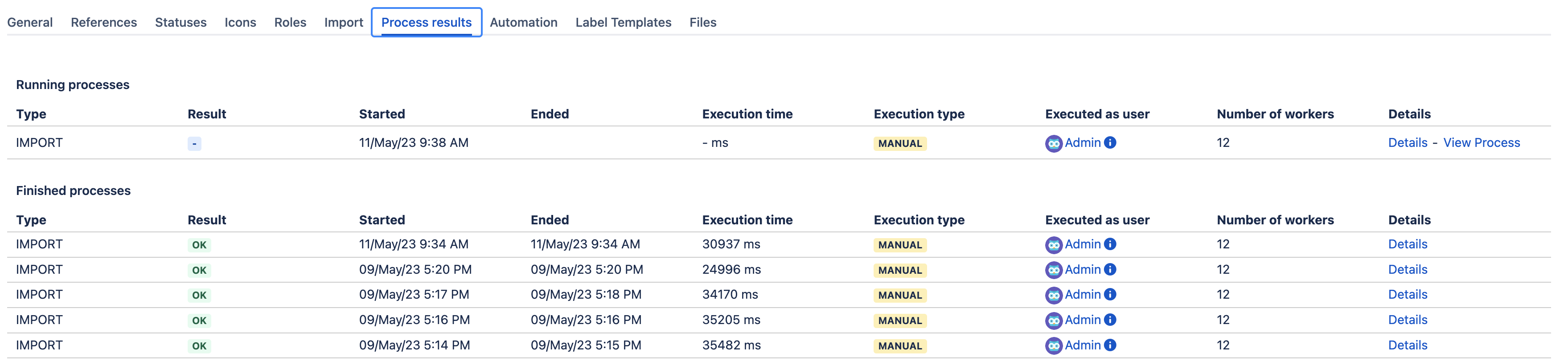 Progression of imports on a node