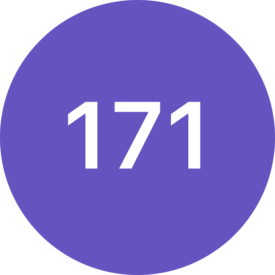 The number 171 in a purple circle