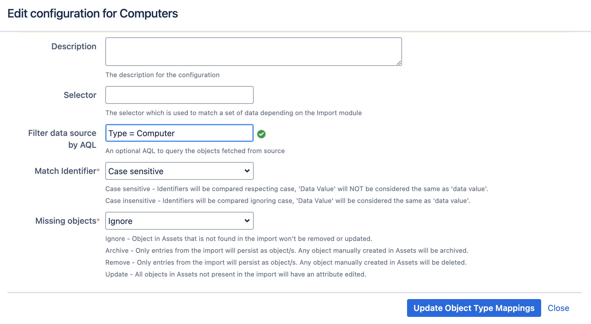 Filter data source by AQL field